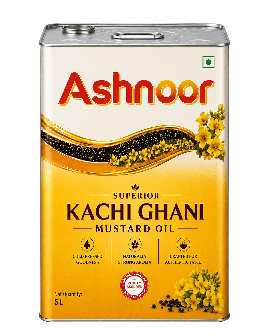 Ashnoor Kachi Ghani Mustard Oil 5 Litres tin